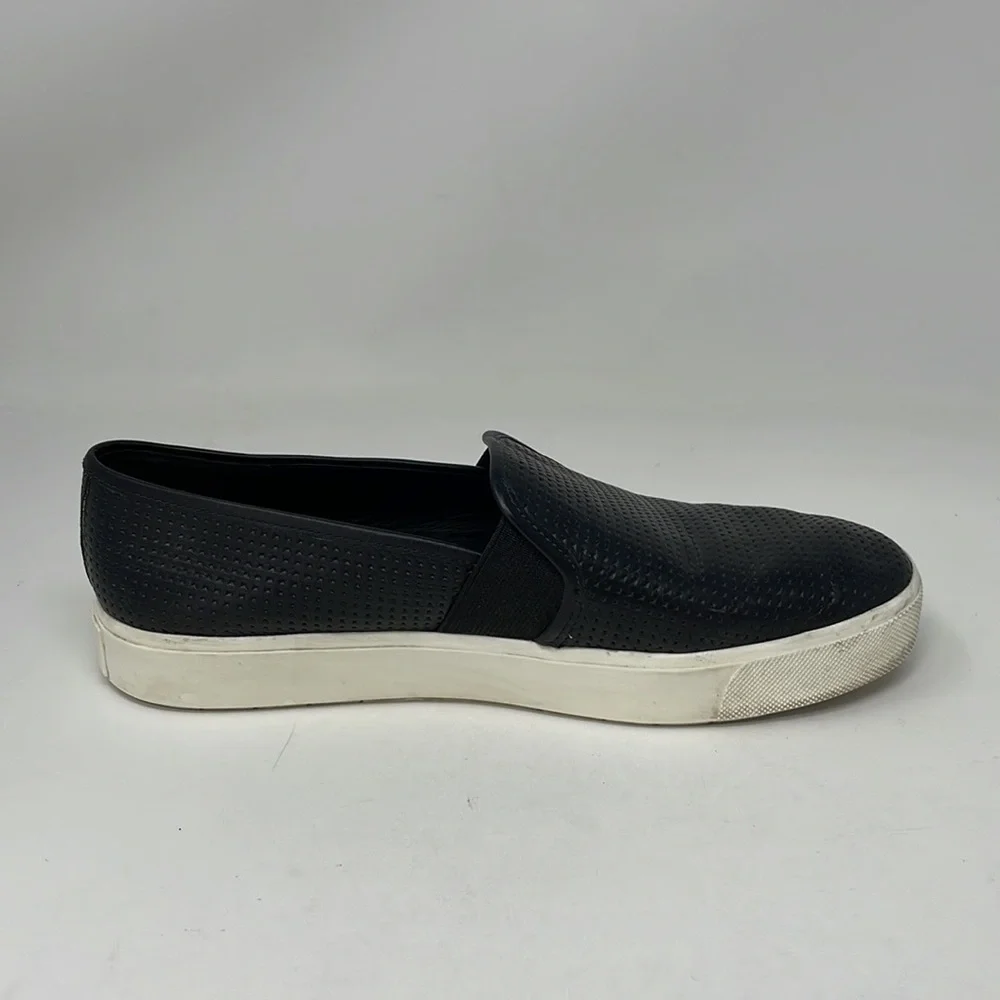Vince Shoes Slip On Sneakers Black Leather Perforated Size 6.5